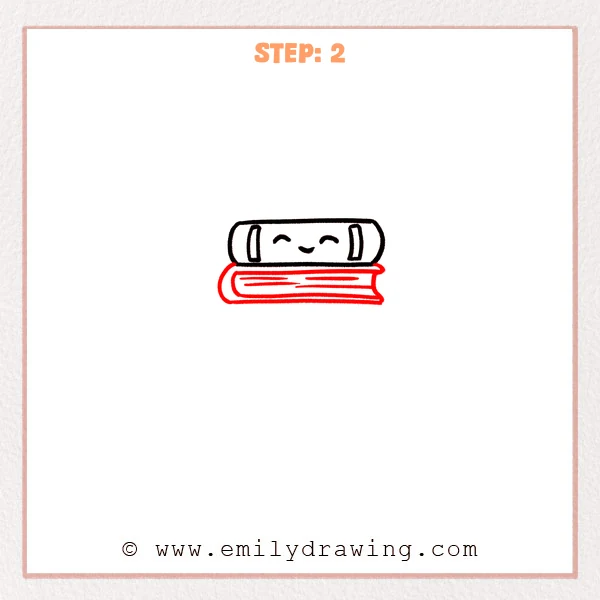 how to draw a stack of books - Step 2